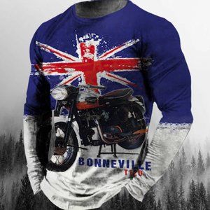 3/$50 Men's 3D Retro Printed Long Sleeve Cotton Vintage Oil T-Shirt